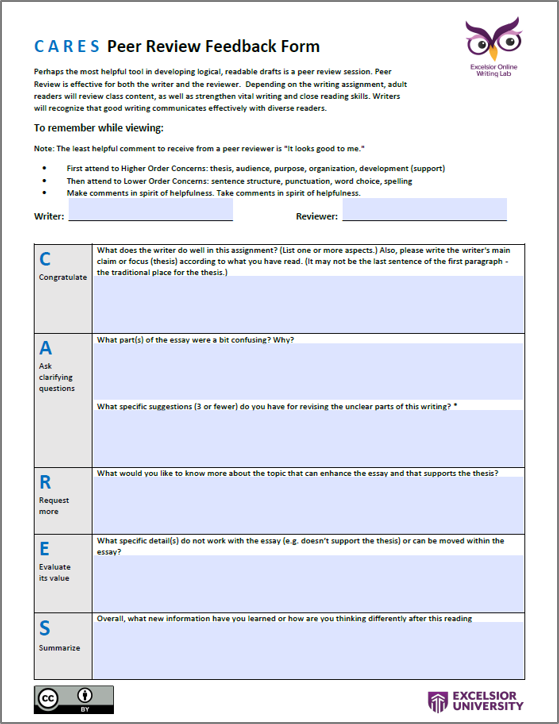 CARES Peer Review Feedback Form