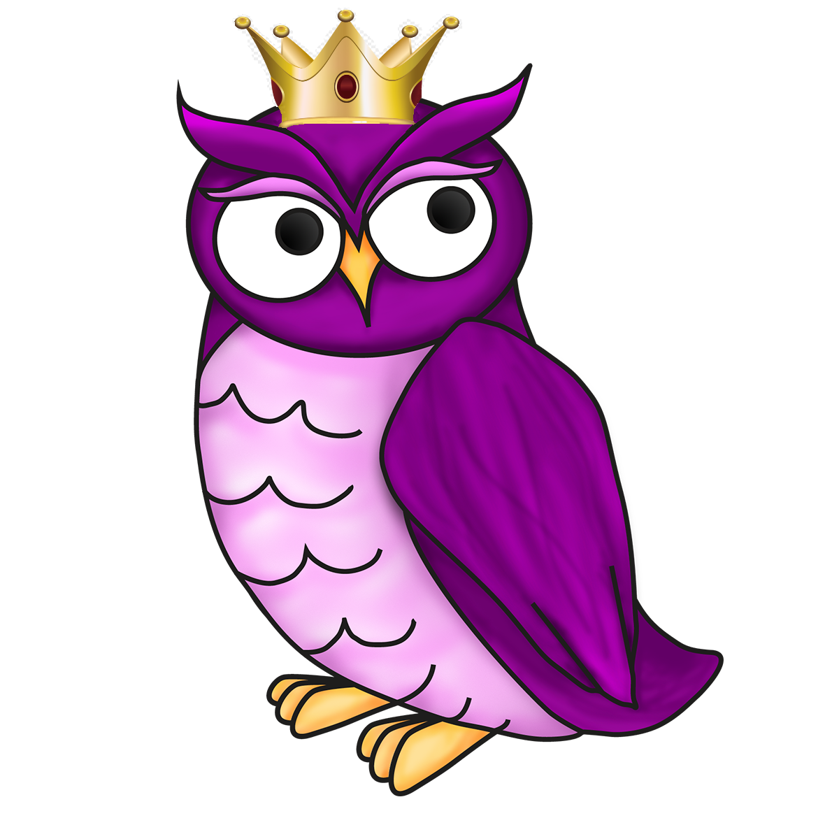 An owl wearing a crown.