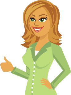 An illustrated woman giving a thumbs up.
