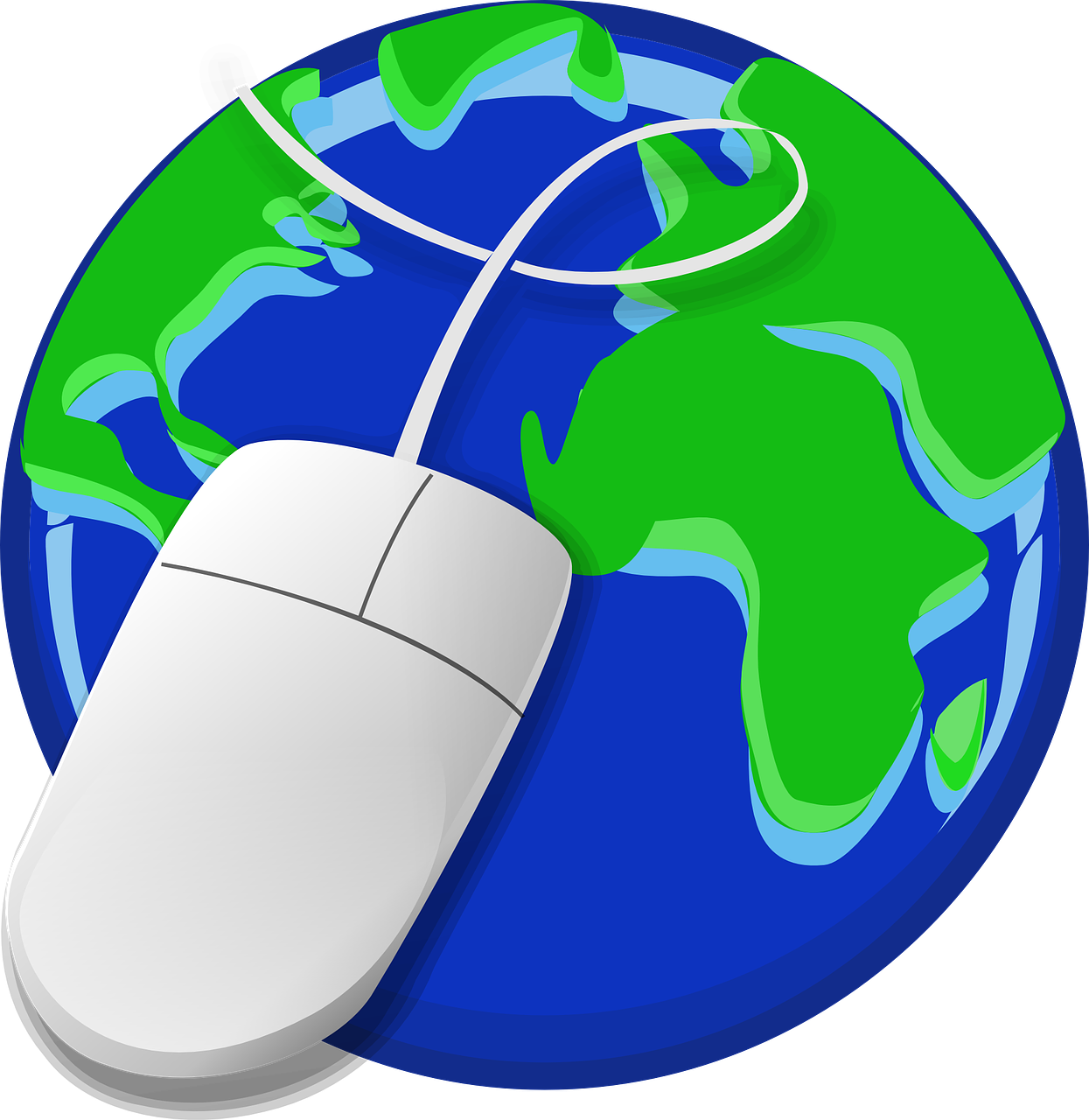 computer mouse on top of a globe