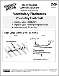 Black and White Thumbnail Vocabulary Flashcards