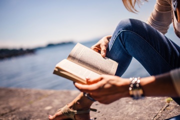 A person reading a book.