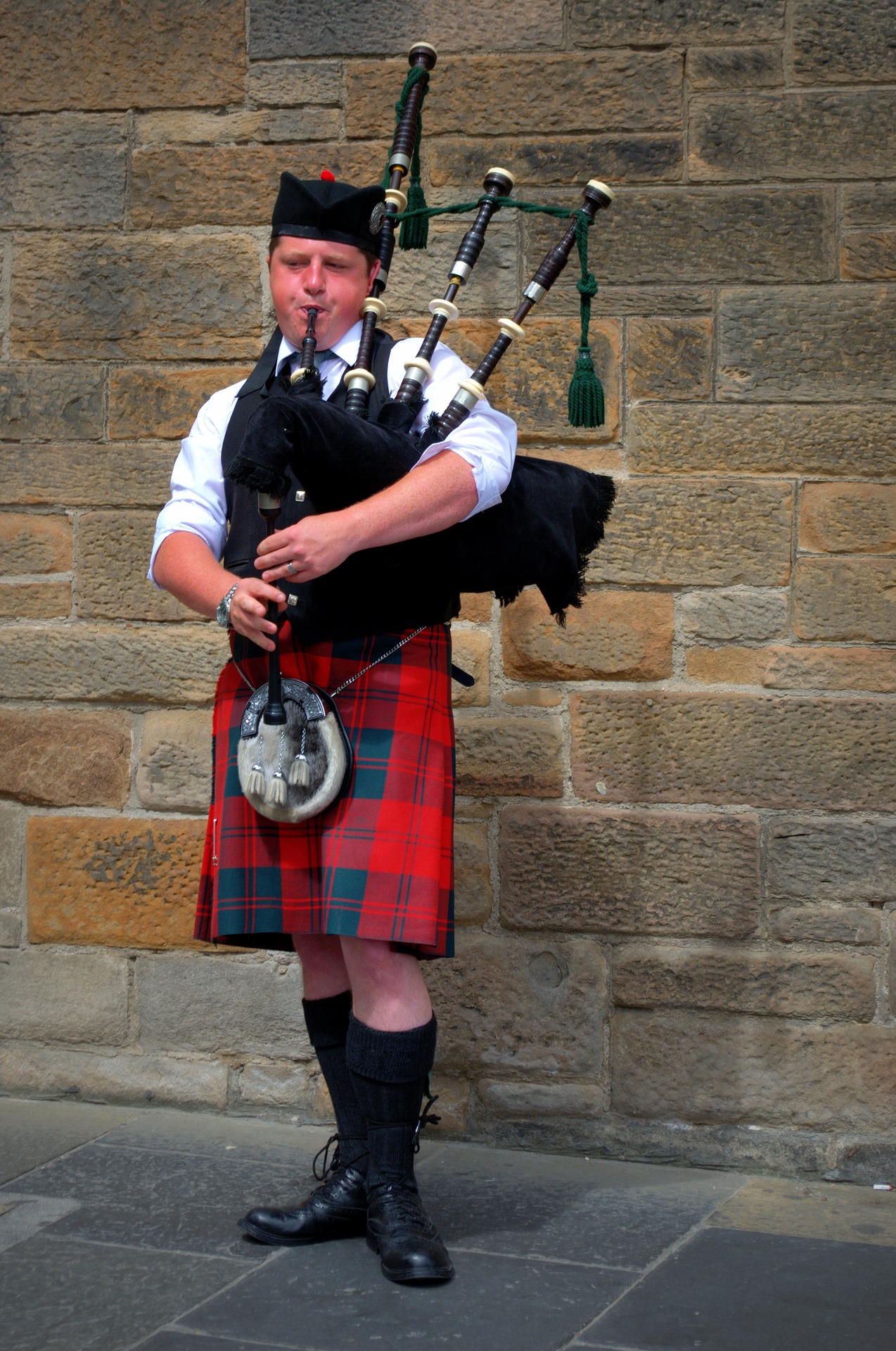 A man playing bagpipes