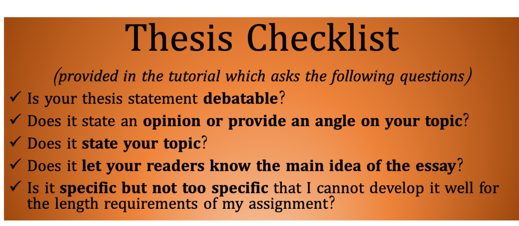 checklist for thesis statement