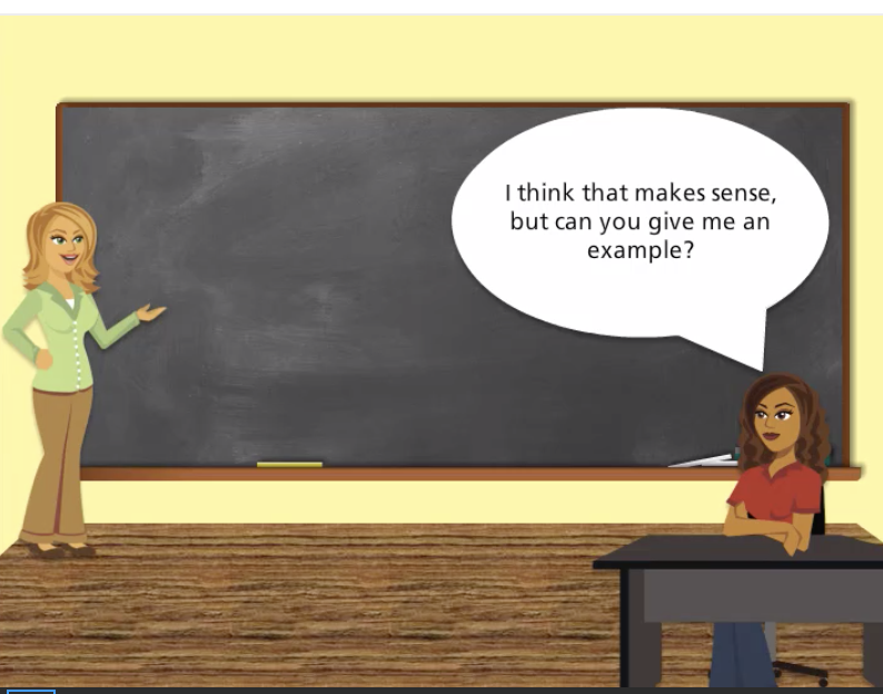 Captura de pantalla de un vídeo de Tips from the Professor en el que un estudiante hace una pregunta.