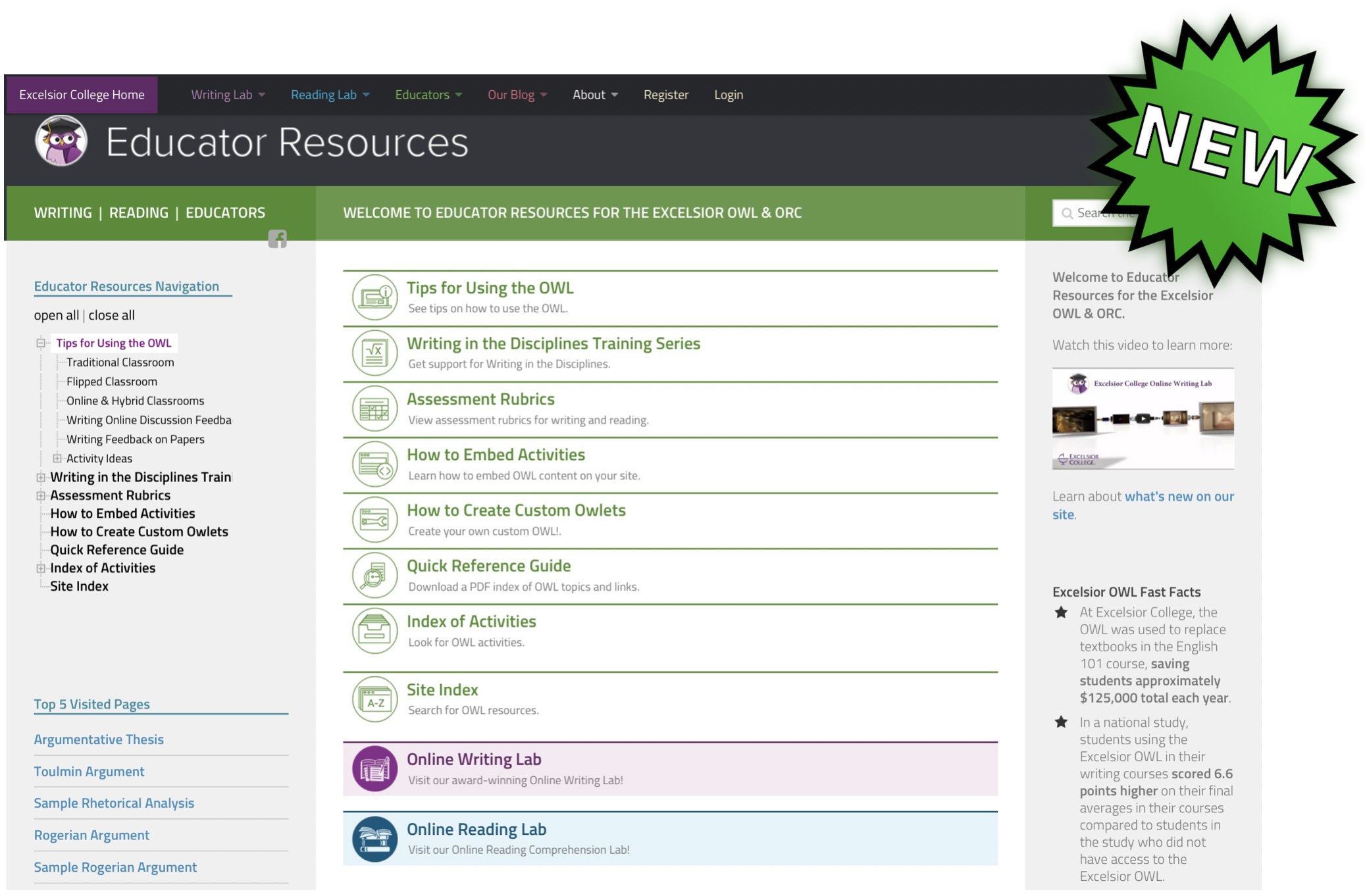 New Educator Resources Home Page