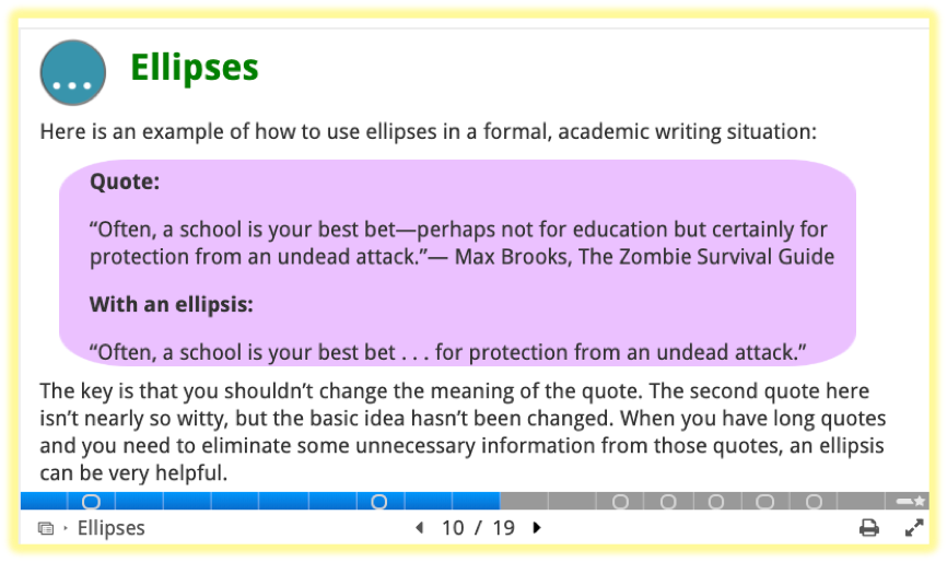 Screenshot of slide 10 regarding ellipses.