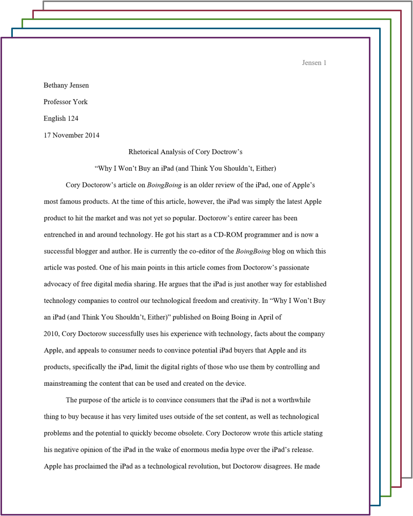 college english paper format