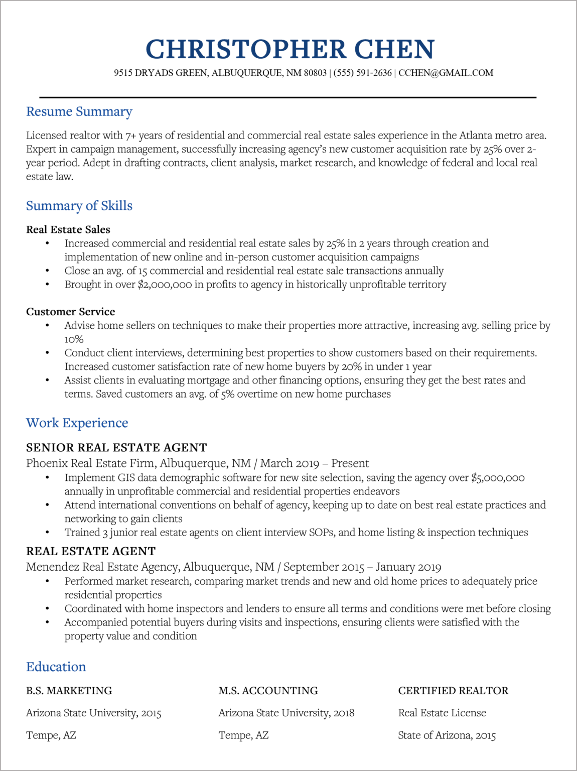 Resume Types Excelsior OWL