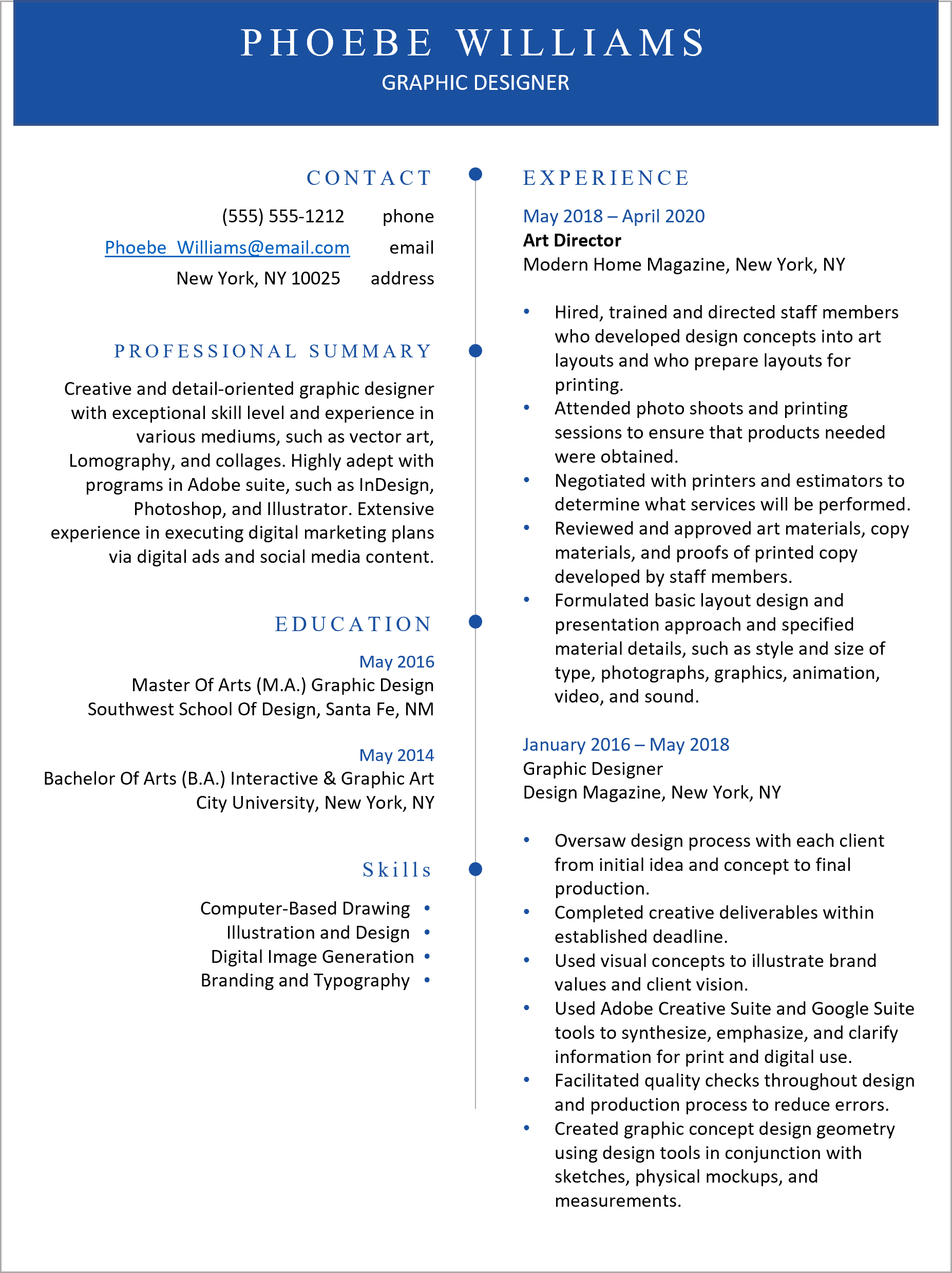 Resume for a Graphic Designer