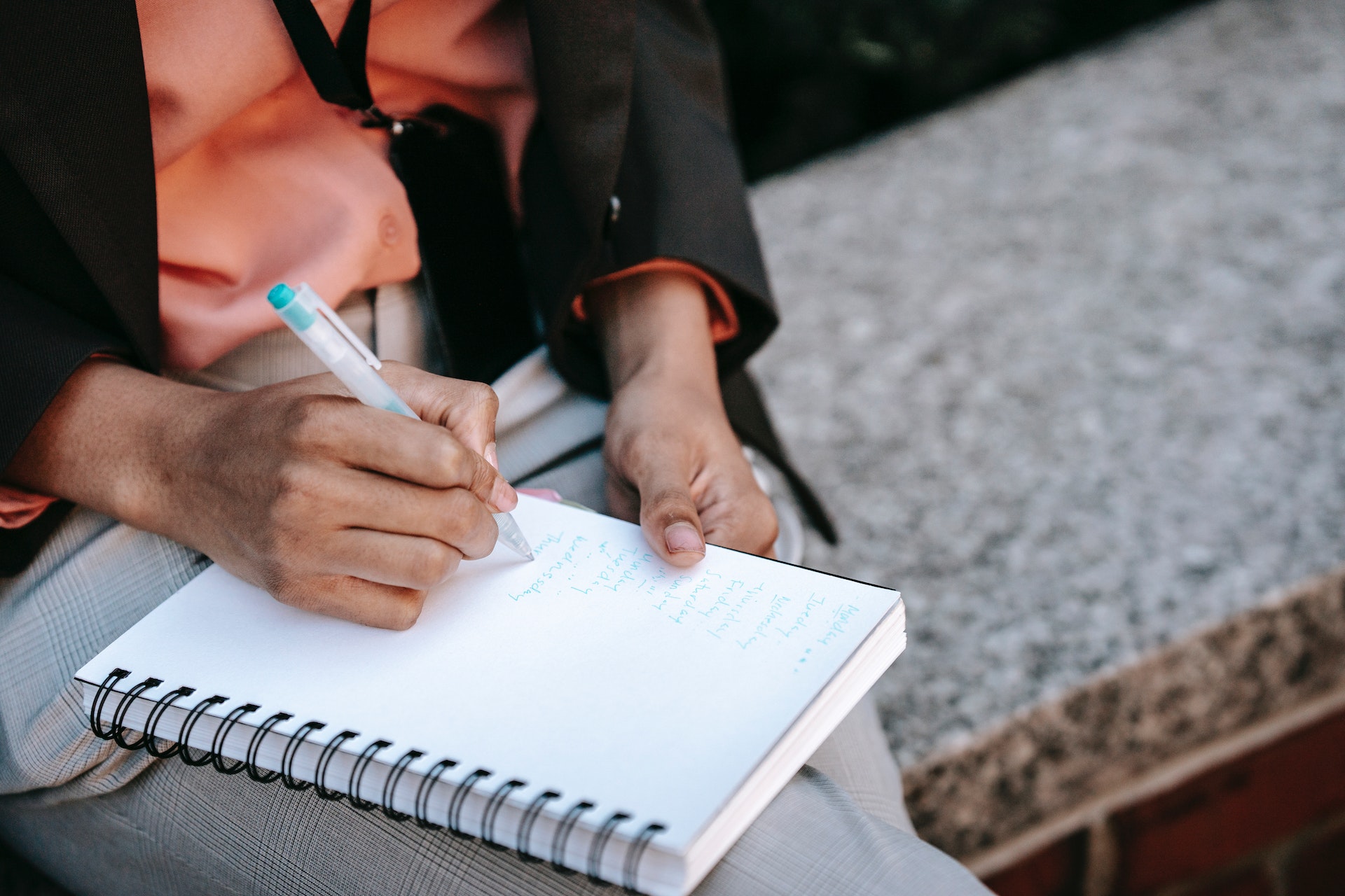 a woman writing