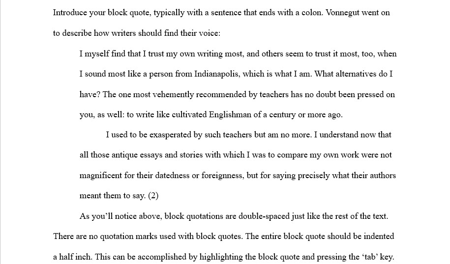 A block quote that is correctly formatted and cited.